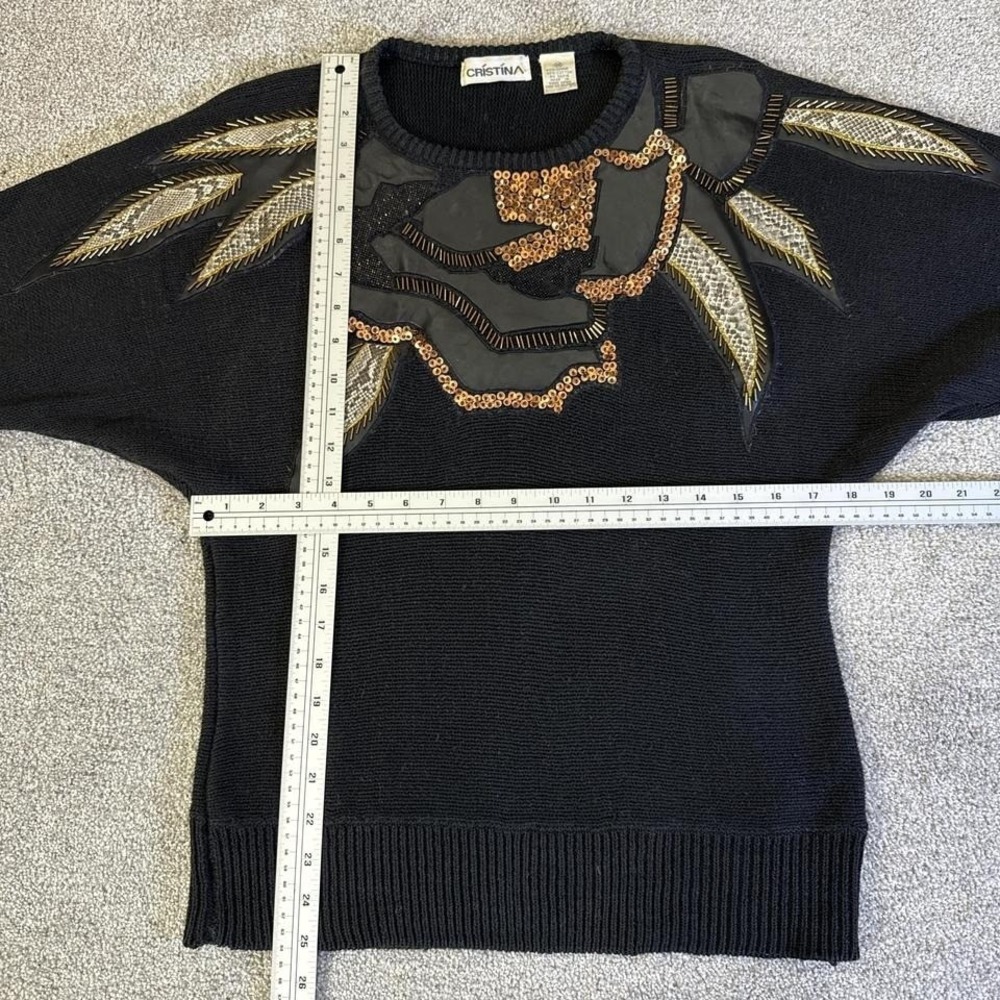 Vintage 90s Christina Sweater Metal Embellished Women's Medium - Picture 5 of 6